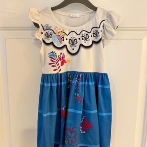 Encanto's Mirabel Inspired Floral Blue and White Kids Dress